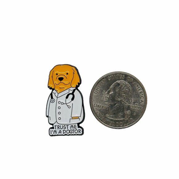 ☀️TRUST ME I'M A DOGTOR Enamel Pin Dog Doctor Cute Cartoon Brooch medical badges - Picture 4 of 6